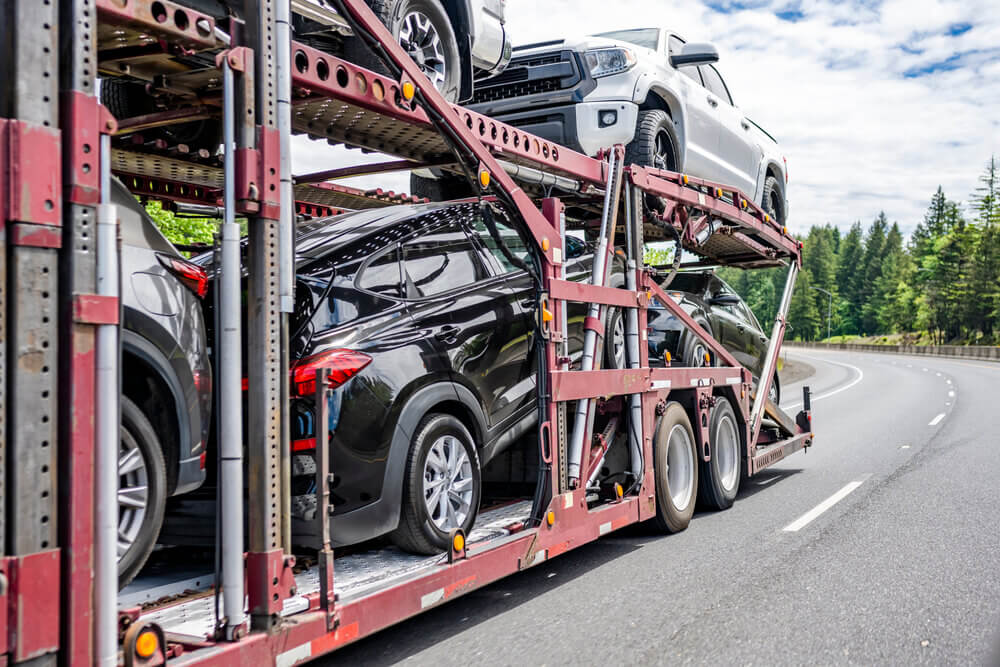 Auto Carrier Trailer On Highway